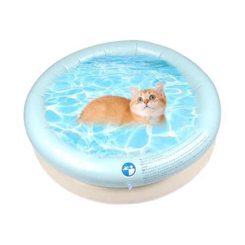 Piscina para perros – Bañera plegable e inflable para cachorros mascotas pequeñas y medianas | Piscina portátil para mascotas al aire libre e interior para patio trasero, viajes, 80 x 80 x 25 cm
