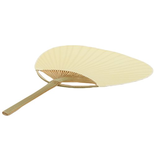 Koyal Wholesale Ivory Paper Paddle Fans with Handles in Bulk 48-Pack for Wedding Favors, Events, Summer, Props (48-Pack, Ivory)