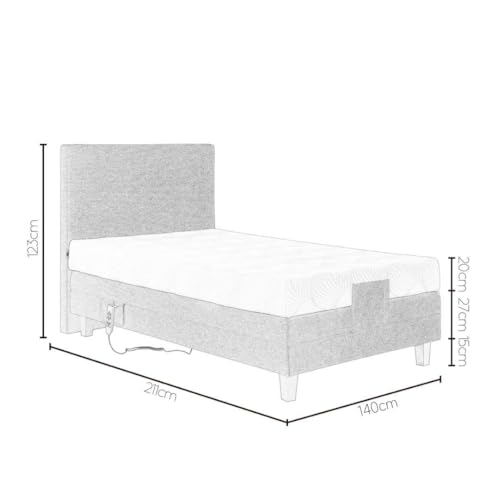 De RUCCI Motorbett, Boxspringbett mit elektrischer Verstellung, 7-Zonen Matratze, Modell 209E Riva Bestes Preis-Leistungs-Verhältnis, Zwei Jahre Garantie auf den Bettmotor (Grau, 140 x 200 cm)