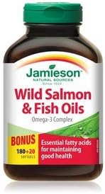 Jamieson Wild Salmon & Fish Oils Omega-3 Complex 1000mg, 200 softgels Bonus