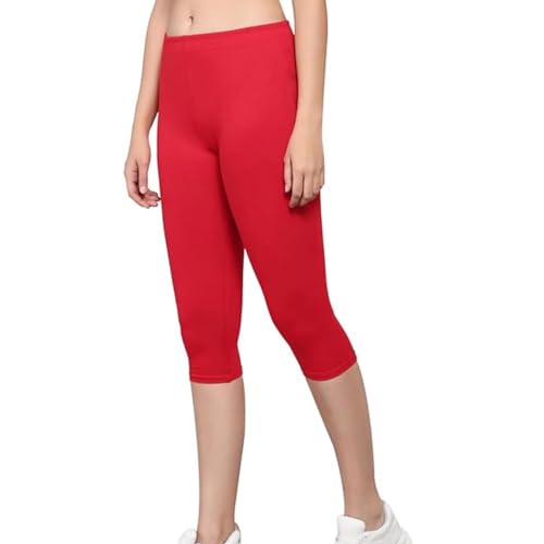 Image of True Women's WEAR Soft Cotton Lycra 3 /4 Leggings Perfect Combination of Elegance and Comfort |Women 3 /4th Cotton Plain Capri 3 /4 Capris Leggings for Women, Women's Slim Leggings