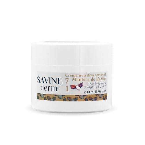 SAVINE DERM Crema Corporal Manteca de Karité 100% Pura – Hidratación Intensa – Previene Estrías – Suavidad y Elasticidad para Piel Seca – 200ml