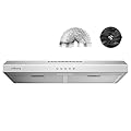 IsEasy Range Hood 30 Inch Under Cabinet, Kitchen Stove Vent Hood, Ducted Convertible Ductless Range Hood with 3-Speed Exhaust Fan, Stainless Steel, Reusable Filters, LED Light and Carbon Filter