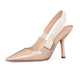 Goolita Pointed Closed Toe Pearl Slingback Heels for Women, Mesh Bow Evening Pump Stiletto High Heels Backless Party Bridal Shoes for Wedding