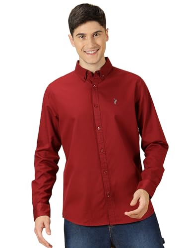 Image of Thomas Scott Men's Cricket Club Collection Classic Regular Fit Twill Shirt | 100% Cotton Long Sleeve Solid Shirt with Button Down Collar (Available in Plus Size)