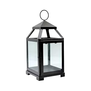 Hosley 12 Inch High Clear Glass and Iron Classic Style Lantern Ideal Gift for Festivities Parties Weddings Aromatherapy and Spa Settings O3