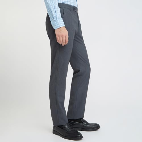 Image of Park Avenue Men's Regular Fit Mid Rise Solid Pattern Poly Viscose Blend Flat Front Formal Trouser