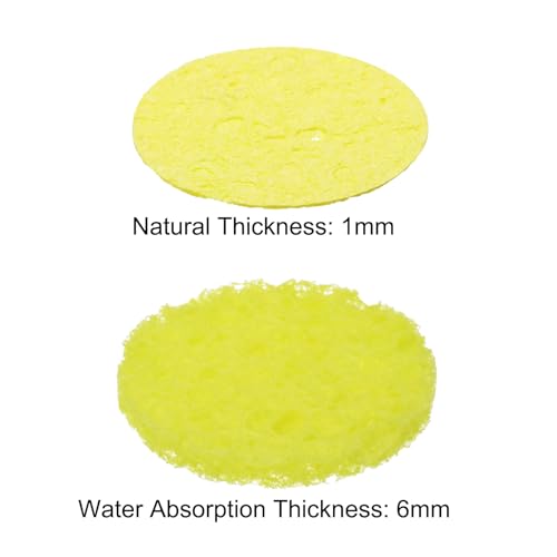 Image of MECCANIXITY 15PCS Soldering Sponge 50mm Round Yellow Cleaning Pad Welding Tip Iron Replacement for Cleaning Soldering Iron 1mm Natural Thickness 6mm Water Absorption Thickness
