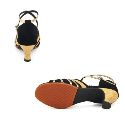 Chaussures de danse latine en daim bout ouvert pour tango salsa - 5