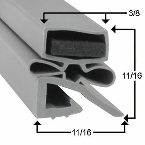 Passeal Hobart Q1 gasket profile with key dimensions indicated: 3/8 inch, 11/16 inch, and 11/16 inch.