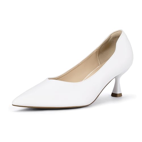 IDIFU Nude Heels Closed Toe Kitten Heel Pumps Pointed Toe Low Heels Dress Shoes for Women Wedding Bridal Office Formal Work Prom Party Comfortable Dressy Trendy Fashion Pumps Shoes by IDIFU