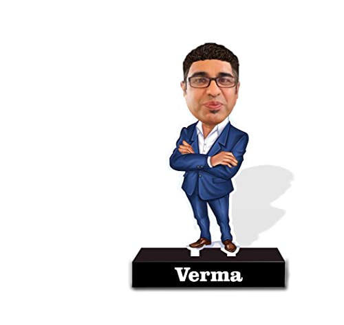 ZOCI VOCI Personalized Gift for IT Employees - Caricature Standee with Personalized Caption Coolest Gift for IT Employees Unique Corporate Gift (Business Executive - Male),Wood,10x10 Cm