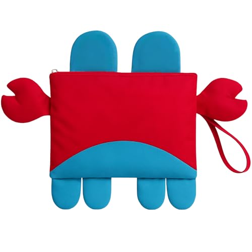 Image of Kids Swimming Bag | Crab Shape Pink-Blue Mini Travel Bag for Boys & Girls | Waterproof Preschool Nursery Tote with Wet Dry Separation | Clothes, Art, Dance, Swimming Class & Beach Storage