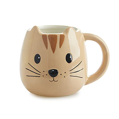 Balvi Mug Kitty Couleur Orange Tasse en Forme de tête de Chat Capacité de 400 ML Passe au Lave-vaisse