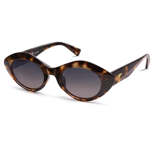 Image of VANLINKER Polarized Trendy Thick Oval Round Sunglasses for Women Retro Shades VL9825
