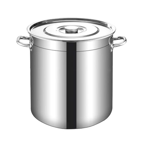 Heavy Duty Stainless Steel Stock Pot with Lid and Ergonomic Handles - Large Capacity for Soup, Stew, Sauce - Commercial Cookware