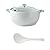 GFHVDC ceramic soup tureen with glass lid White Ceramic Round Tureen, Ceramic Tureen with Glass Lid and Ladle, Heat-resistant Premium Ceramic Bowls Lid Cooking Soup for Home Office College Dorm,7.5 in