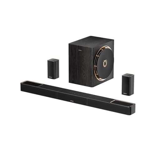 ULTIMEA Skywave X50 5.1.4ch Wireless Surround Sound System for TV, 760W Professional Sound Bar w/Dolby Atmos, 2 Wireless Surround Speakers & 8″ Subwoofer, GaN Amplifier, 4K HDR Pass-Through, HDMI eARC