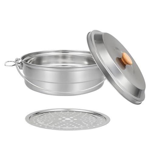 Ollas de acero inoxidable 304 multiusos para vaporizar alimentos, textura de metal, adecuadas para sopas y verduras