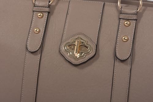 Image of JKM & Company Rolling Laptop Bag for Women | Designer Wheeled Briefcase | Fits 13-17 inch Laptops | Office Travel Computer Case (Executive Taupe)