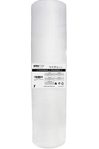 Youmar Solutions - Rouleau de papier bulles (1 x 25 m) pour emballer les articles fragiles pendant les déménagements ou pour le transport Haute protection. Papier bulles de qualité européenne Cover