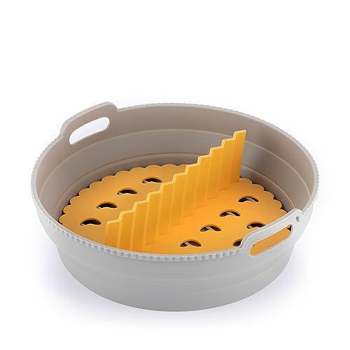 InnovaGoods - Klappbarer Silikon-Korb für Heißluftfritteuse, Antihaftbeschichtet, Unabhängiger Trenner, Multifunktional, Einfach zu Reinigen, Grau, Silikon – Bild 3