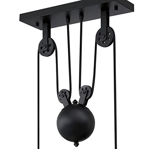 Westinghouse Lighting 6129400 Iron Hill Vintage-Style Three Light Indoor Pulley Pendant, Matte Black Finish #TOP3
