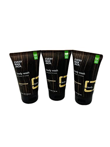 Every Man Jack Sandalwood Body Wash, Travel Size 2.0 Fl Oz (3)