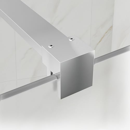 AQUARA 900 x 1900mm Shower Screen, Walk-in Shower Glass Panel with Support Bar – Reversible. Chrome Wet Room Shower Screen with 8mm Easy Clean Frosted Toughened Glass