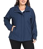 wantdo Women's Lightweight Softshell Jackets Waterproof Jacket With Hood (Dark Blue, 3X)