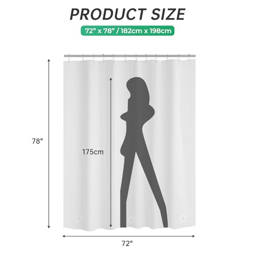 Image of AmazerBath 78 Inch Frosted PEVA Shower Curtain - Heavy Duty with 3 Weighted Stones and 12 Rustproof Grommets