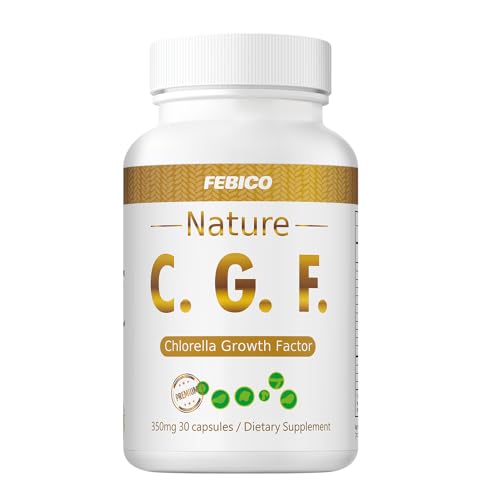 FEBICO Chlorella Growth Factor CGF Capsules, 350mg, 30 Count, Non-GMO Vegan Supplement for Immunity & Cognitive Health Natural Spermidine Superfood