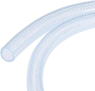 sourcing map Braided Reinforced PVC Tubing 12mm ID 2m Transparent High Pressure for Water Hose