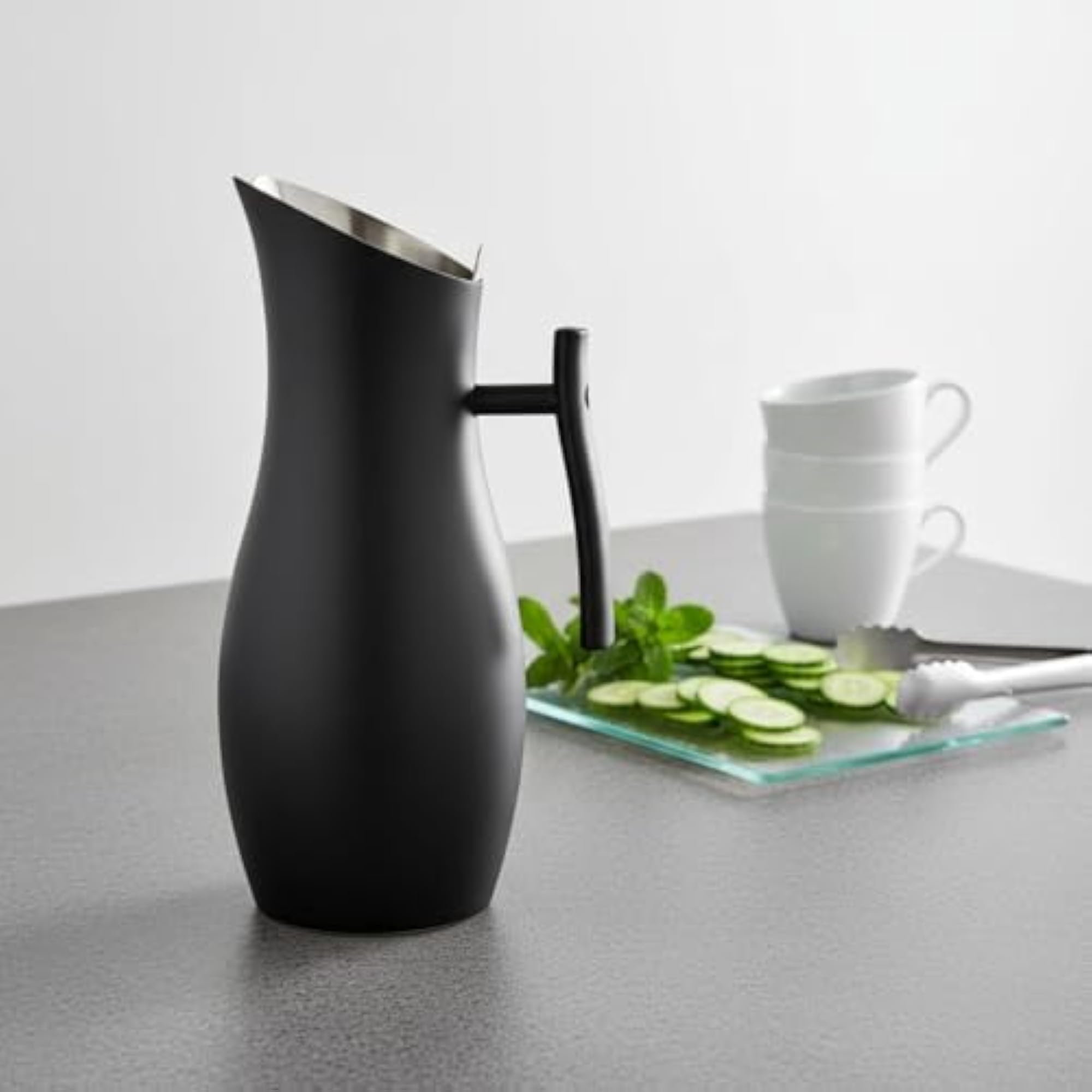 Mirror Polished Stainless Steel Pitcher with Curved Spout