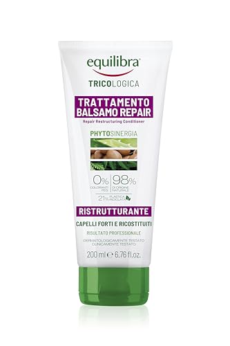 Equilibra Capelli, Balsamo Repair Ristrutturante, Rende Morbidi i Capelli Fragili e Sfibrati, Migliora la Pettinabilità, Azione Rinforzante, con Aloe Vera, Estratto di Castagna, Olio di Cocco, 200 ml