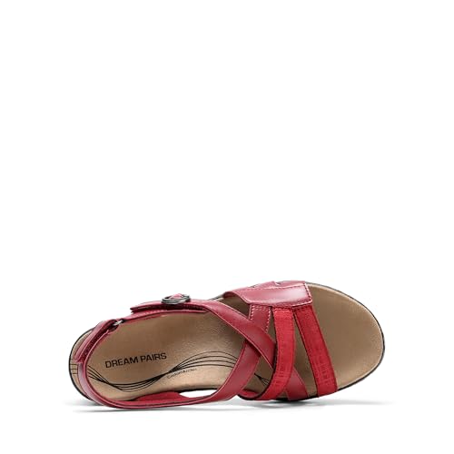 Image of DREAM PAIRS Women's Open Toe Wedge Sandals Walking Shoes | Cushioned footbed with supportive comfort for walking, vacations, beach outings, shopping and everyday summer wear
