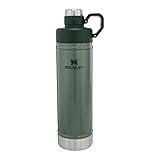 Stanley Classic Easy-Clean Water Bottle with Never Lose Hinged Leak Proof Lid, Stainless Steel Thermos for Cold Beverages, Wide Mouth Insulated Thermos, Hammertone Green, 25OZ / .75L
