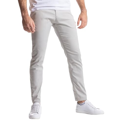 Qolkmuiy-GJ Men's Casual Skinny Tapered Chinos Stretch Business Comfy Slack Trendy Work Athletic Pants with Pockets (Grey,X-Large)