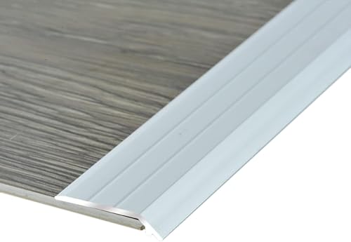 AVLLSO Guardavivos Esquinas Borde de Alfombra Estriado Reductor para Azulejos, Vinilo y Laminado, Aleación de Aluminio(Silver)