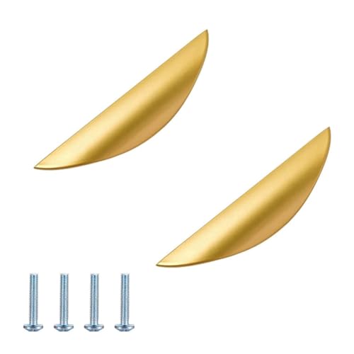 ZONTTR 2 Piezas Aleación de Zinc Oro Manijas Ocultas Cajón Curvo Tiradores de Media Luna Manijas Invisibles Ocultas para Armario 117 mm Fácil Instalación