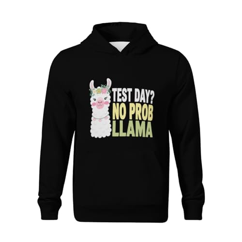 Kids Cute Test Day No Prob Llama Teacher Testing Boys Girls Lightweight Kangaroo Pocket Fleece Hoodies2