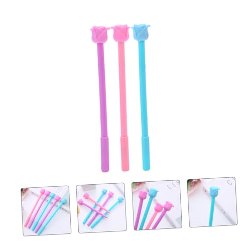 Baluue 12 bolígrafos de tinta gel 0.5mm flor rosa miniatura 4