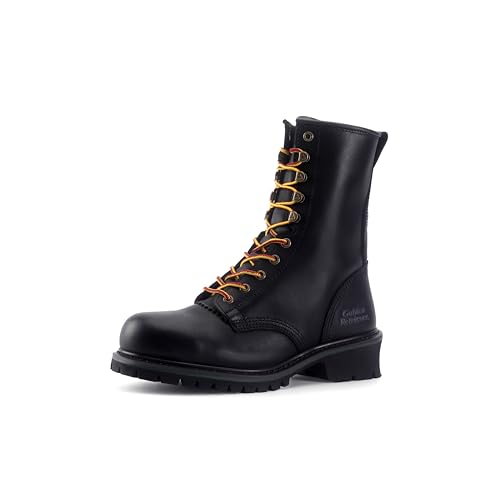 Golden Retriever Mens Composite Toe Logger Boots Full Grain Tumbled Leather Slip and Oil Resistant Rubber Outsole Waterproof Work Boots G84594-W-12