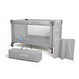 Mobiclinic®, Lettino da viaggio, Culla neonato, 2 in 1, Pieghevole ultracompatto, Materasso rimovibile, Mofli, Fino a 15 kg, Traspirante, Ingresso laterale con cerniera, Box per bambini (grigio)