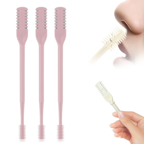Image of Upgrade Nasal Hair Cutter Travel Essentials for Men Women,2025 Nostril Hair Removal Tools Double Sided Christmas,360 Rotating Manual Nose Hair Trimmer (Pink, 3 Set)