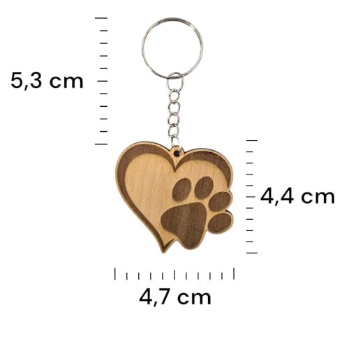 SEABUZZ Schlüsselanhänger Hundepfote im Herz - Schlüsselanhänger Hund - Herzen Anhänger - Schlüsselring für Schlüssel - Pfote Glücksbringer - Schlüsselorganizer - Lucky Charms Keychain Cute – Geschenk