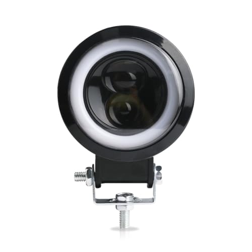 Phares avant LED de conduite avec anneau yeux d'ange blanc pour éclairage moto et quad