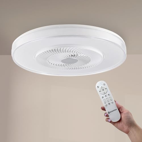 M Mimotec - Ventilador de Techo LED Vera 42W con Luz, Mando a Distancia, Motor DC, Silencioso, 6 Velocidades, 3CCT, Temporizador, Verano-Invierno