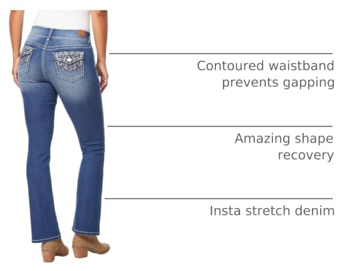 Image of WallFlower Bling Back Pocket Bootcut Jeans for Women, Luscious Curvy Fit, Embellished Mid-Rise Insta Stretch Denim