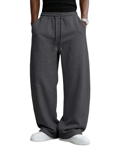 Pillxter Men's Baggy Sweatpants Cotton Fleece Wide Leg Lounge Sweat Pants Drawstring Waist Jogging...